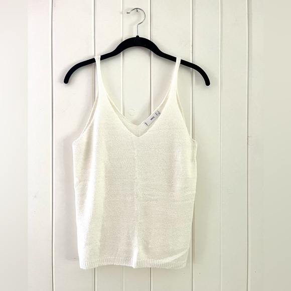 Mango MNG Cream Knit V-Neck Tank Top, Sz S - Picture 2 of 4